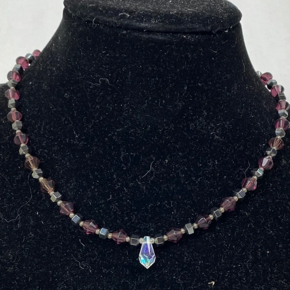Dainty Purple Boho Beaded Necklace